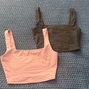 Reformation Pink and Brown Crop Tank Tops